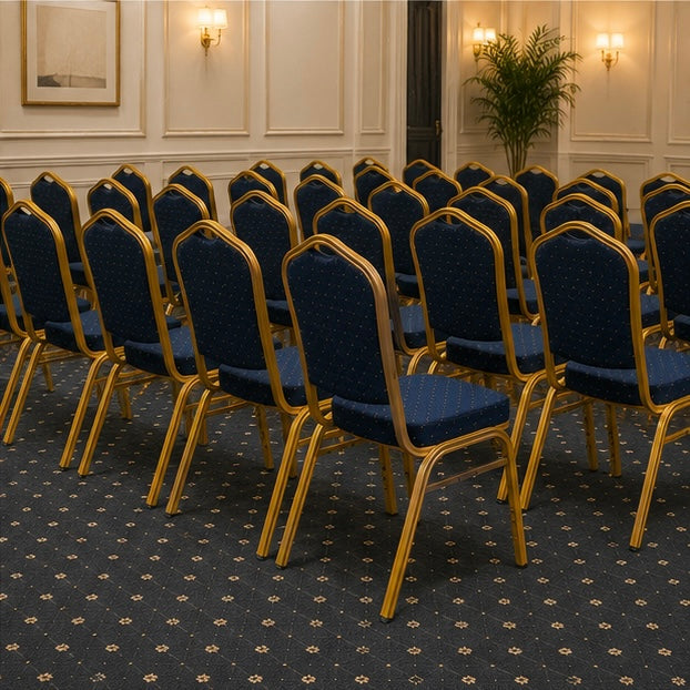 Silla azul para eventos, hoteles, conferencias